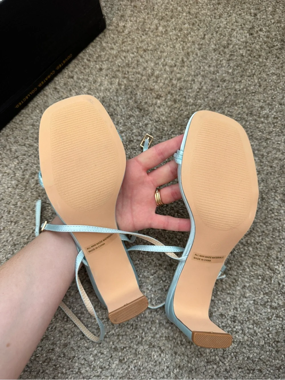 Lulus Kierha Baby Blue Satin Strappy Low Heel Sandals